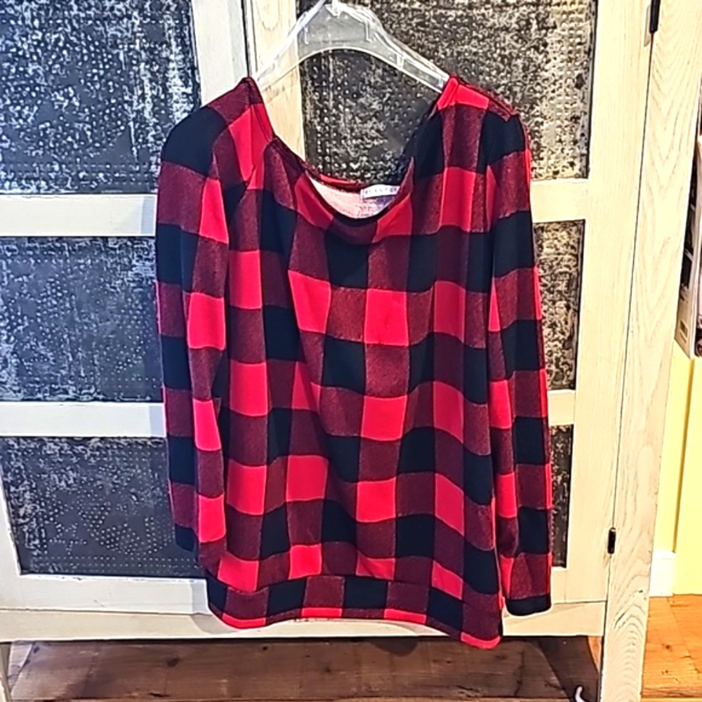 Plaid Red and Black Women's Top
